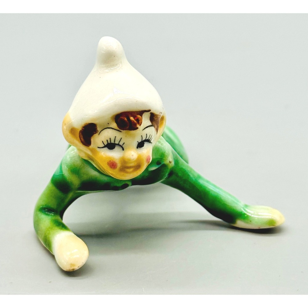Tumbling Pixie Elf Figurine Crawling Japan Vintage 1950s Decor Ceramic